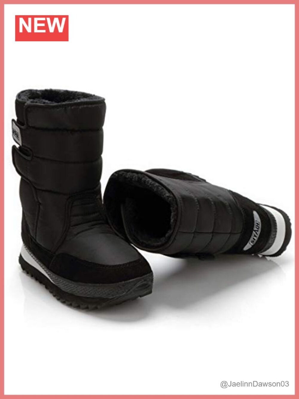 Waterproof Faux Fur Lined Winter Snow Boots Mid-Calf Hook & Loop